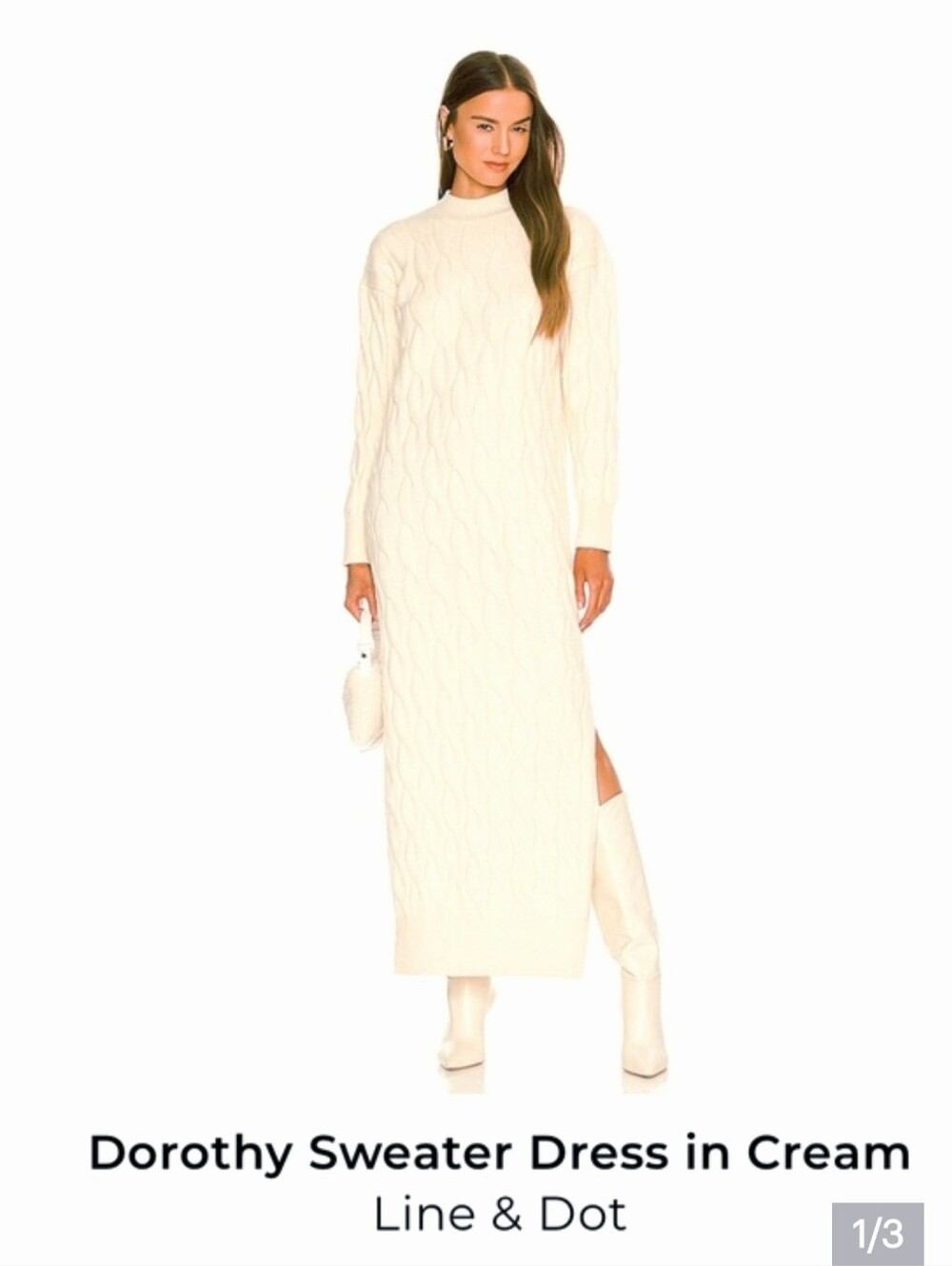 Line & Dot Cable-Knit Maxi Sweater Dress in Cream